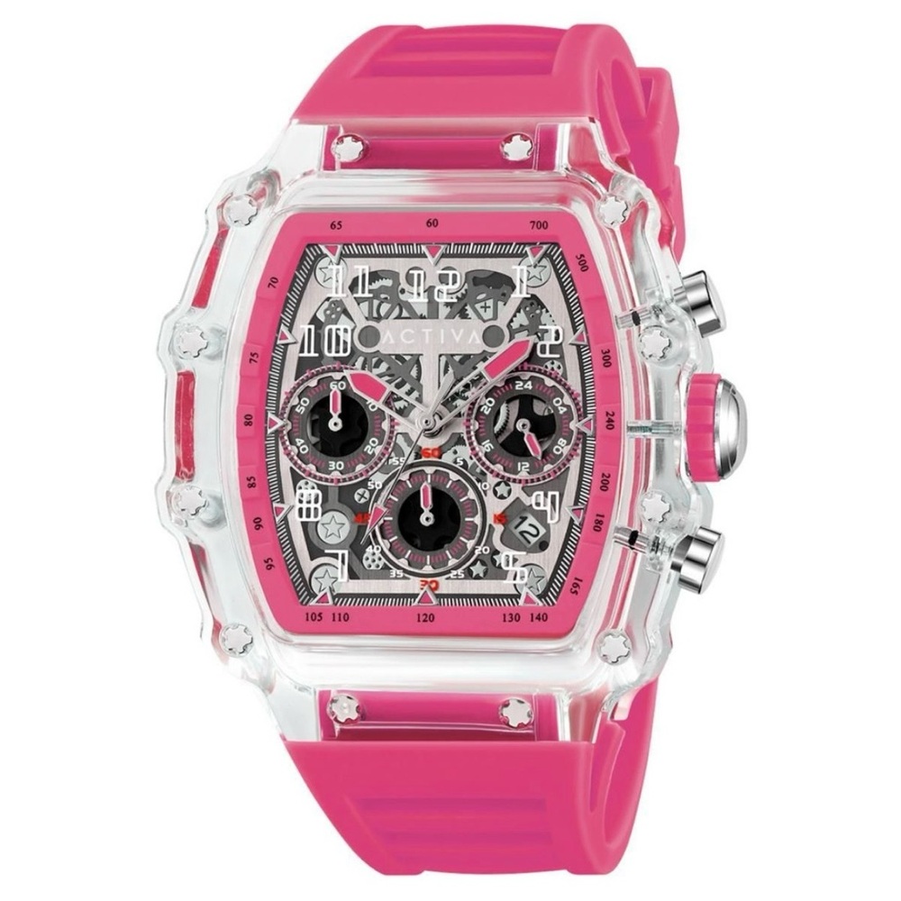 NIB Activa X Invicta Men's Watch w/ Skeleton Dial - 44.3mm, Pink